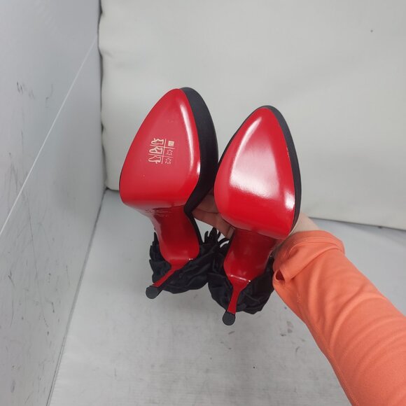 CHRISTIAN LOUBOUTIN Black Maria Frou Alta Satin Platform Pump Shoe - Picture 2 of 13